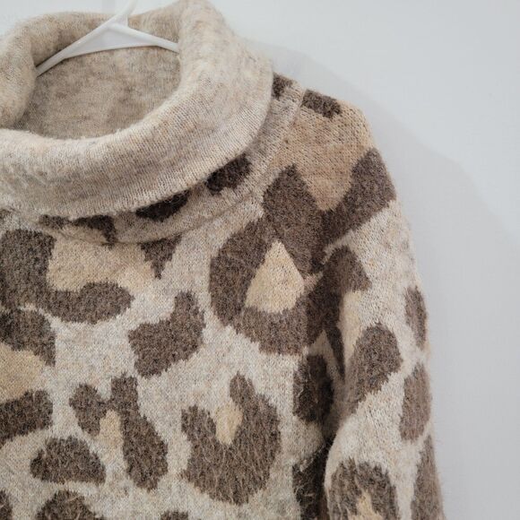 Rd Style Womens Cowl Neck Sweater Small Leopard Cozy Soft Sustainable Oversized - Picture 2 of 8